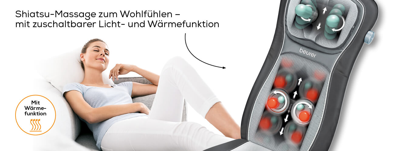 BEURER MG 260 HD 2in1 Shiatsu - housse de siège de massage (Gris)