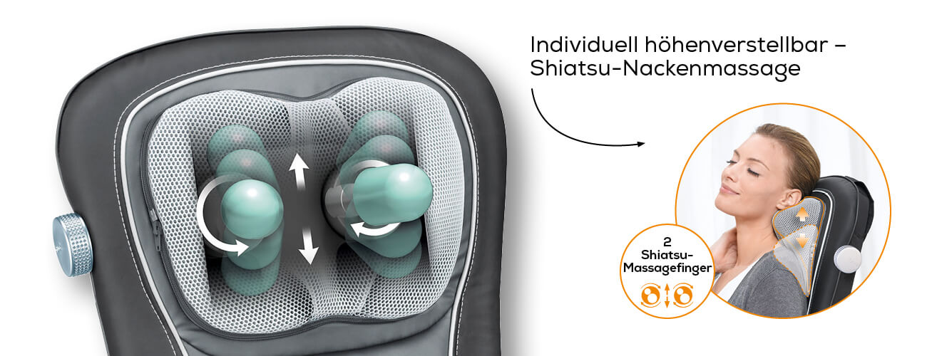 BEURER MG 260 HD 2in1 Shiatsu - housse de siège de massage (Gris)