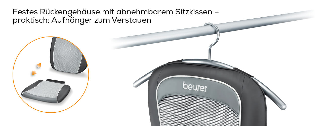 BEURER MG 260 HD 2in1 Shiatsu - housse de siège de massage (Gris)