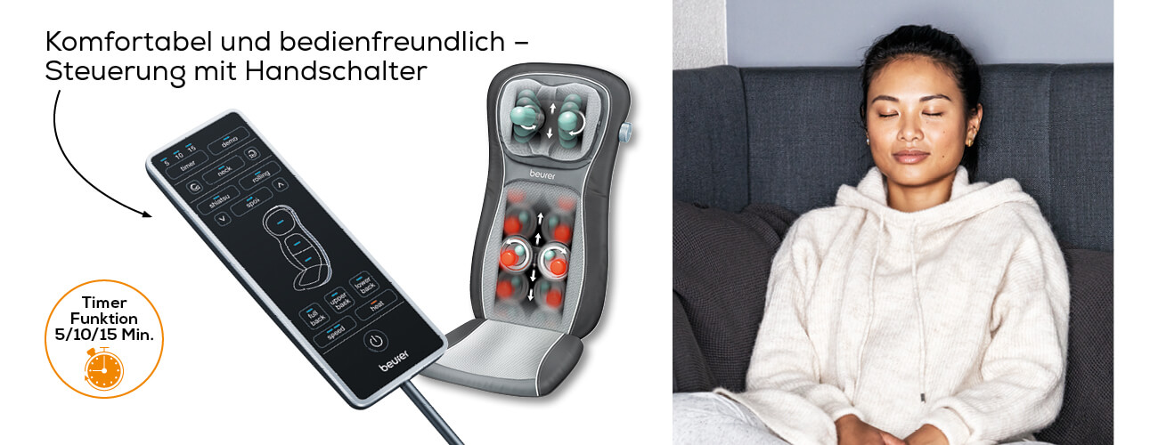 BEURER MG 260 HD 2in1 Shiatsu - housse de siège de massage (Gris)