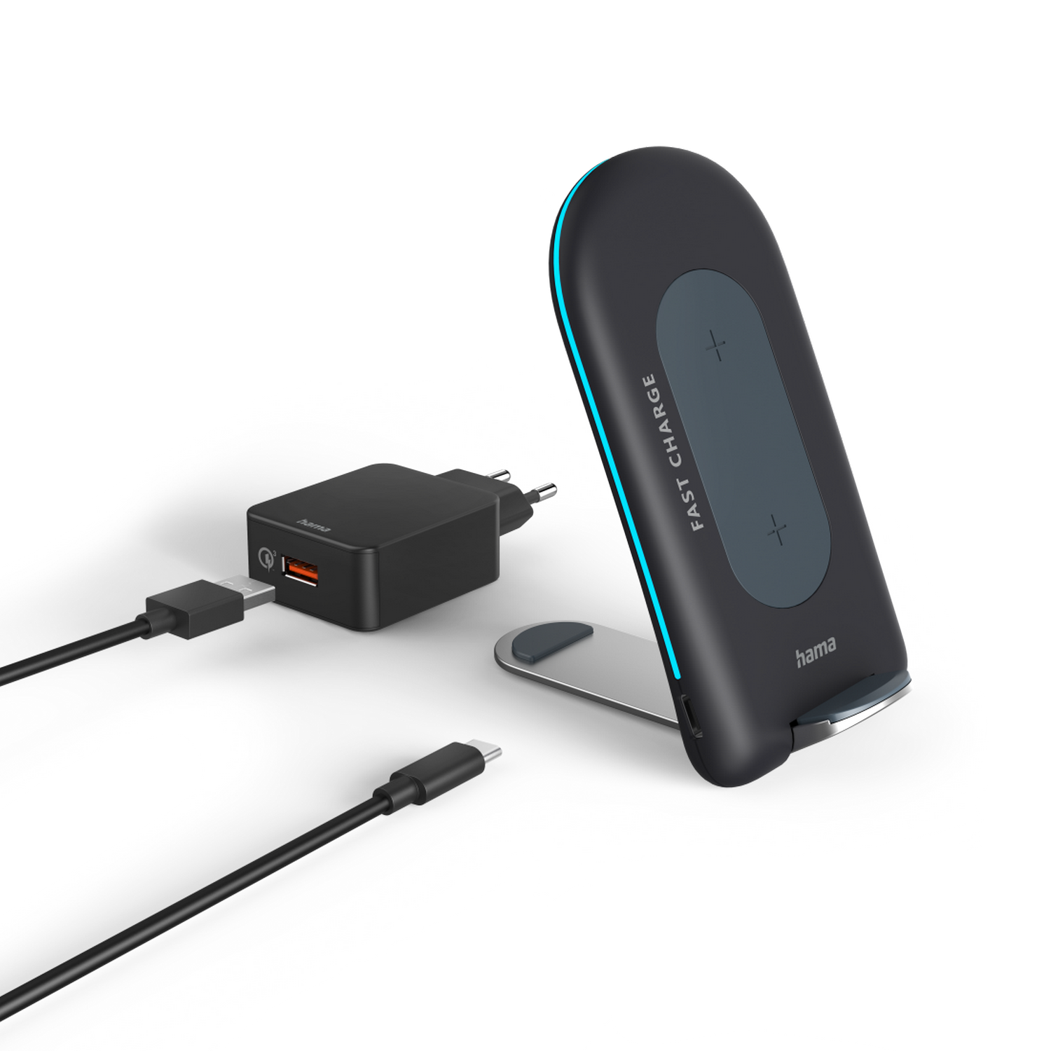 HAMA Chargeur sans fil QI-FC15S 15 W Noir (201689)