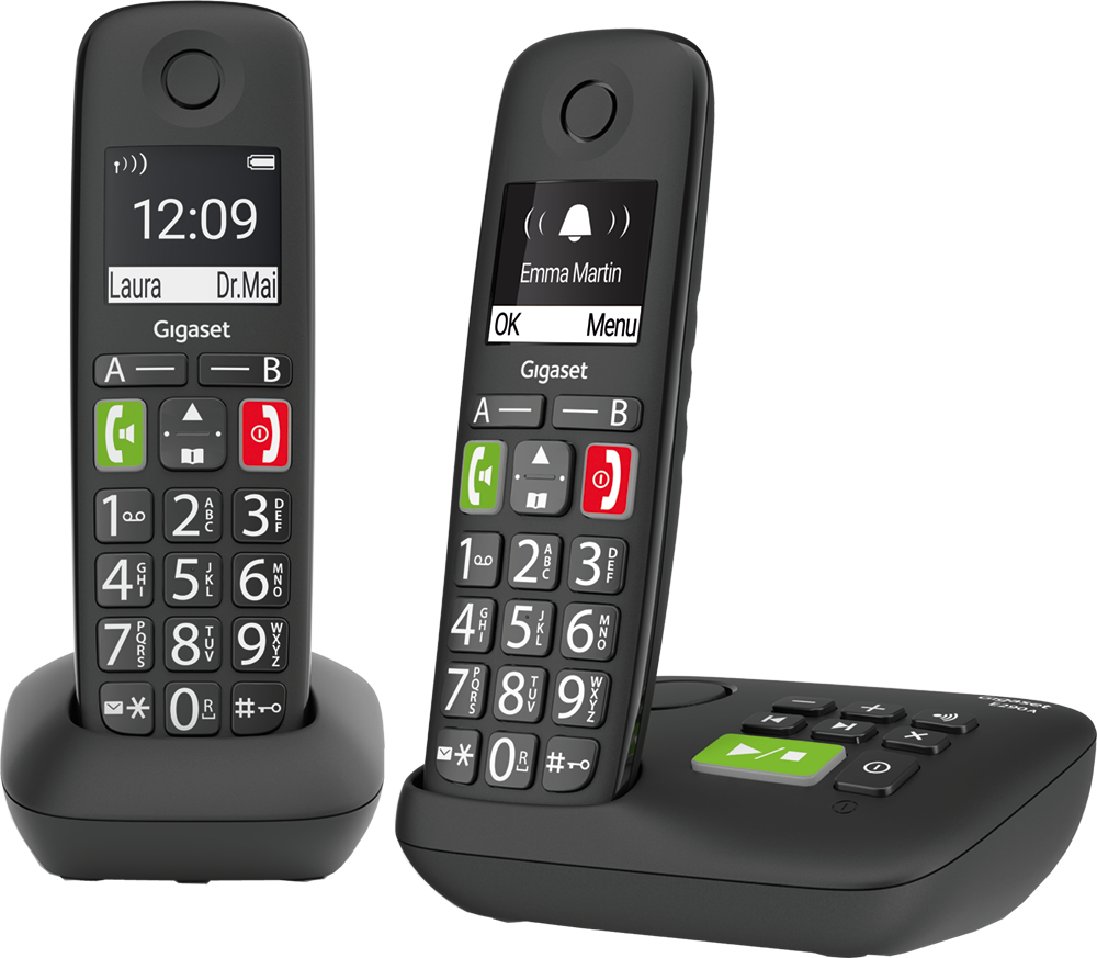 GIGASET Téléphone sans fil E290AE Duo avec répondeur intégré (GIG-E290AEDUO-BLK)