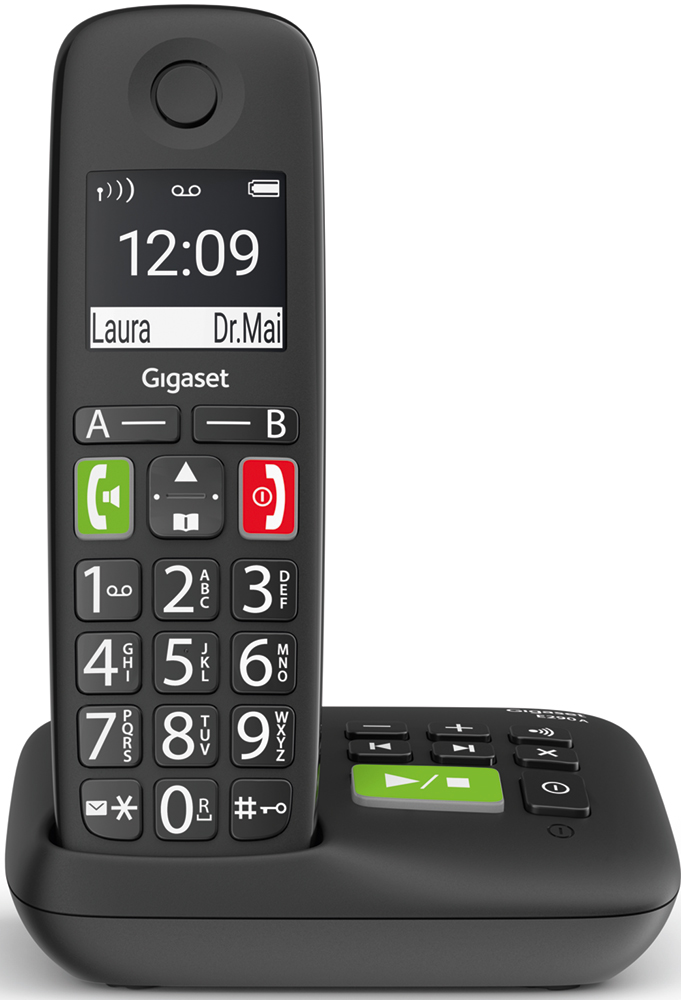 GIGASET Téléphone sans fil E290AE Duo avec répondeur intégré (GIG-E290AEDUO-BLK)