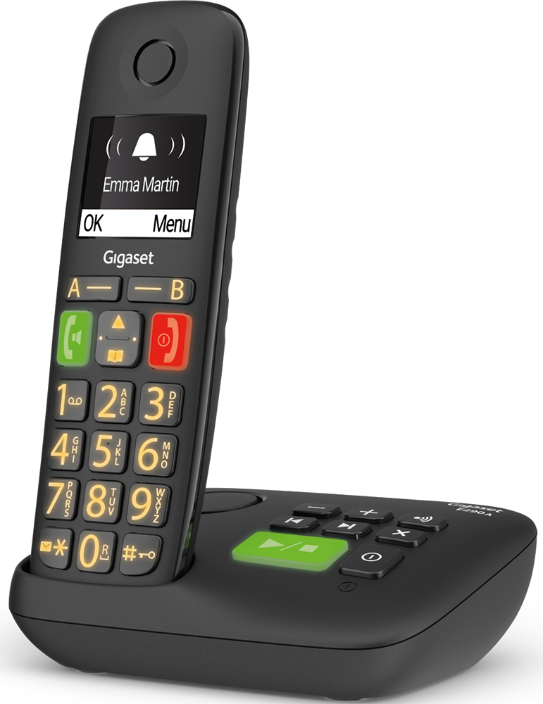 GIGASET Téléphone sans fil E290AE Duo avec répondeur intégré (GIG-E290AEDUO-BLK)