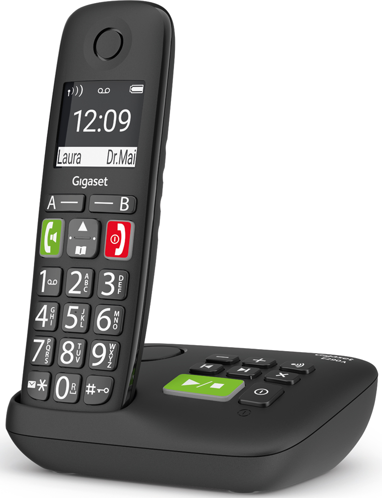 GIGASET Téléphone sans fil E290AE Duo avec répondeur intégré (GIG-E290AEDUO-BLK)
