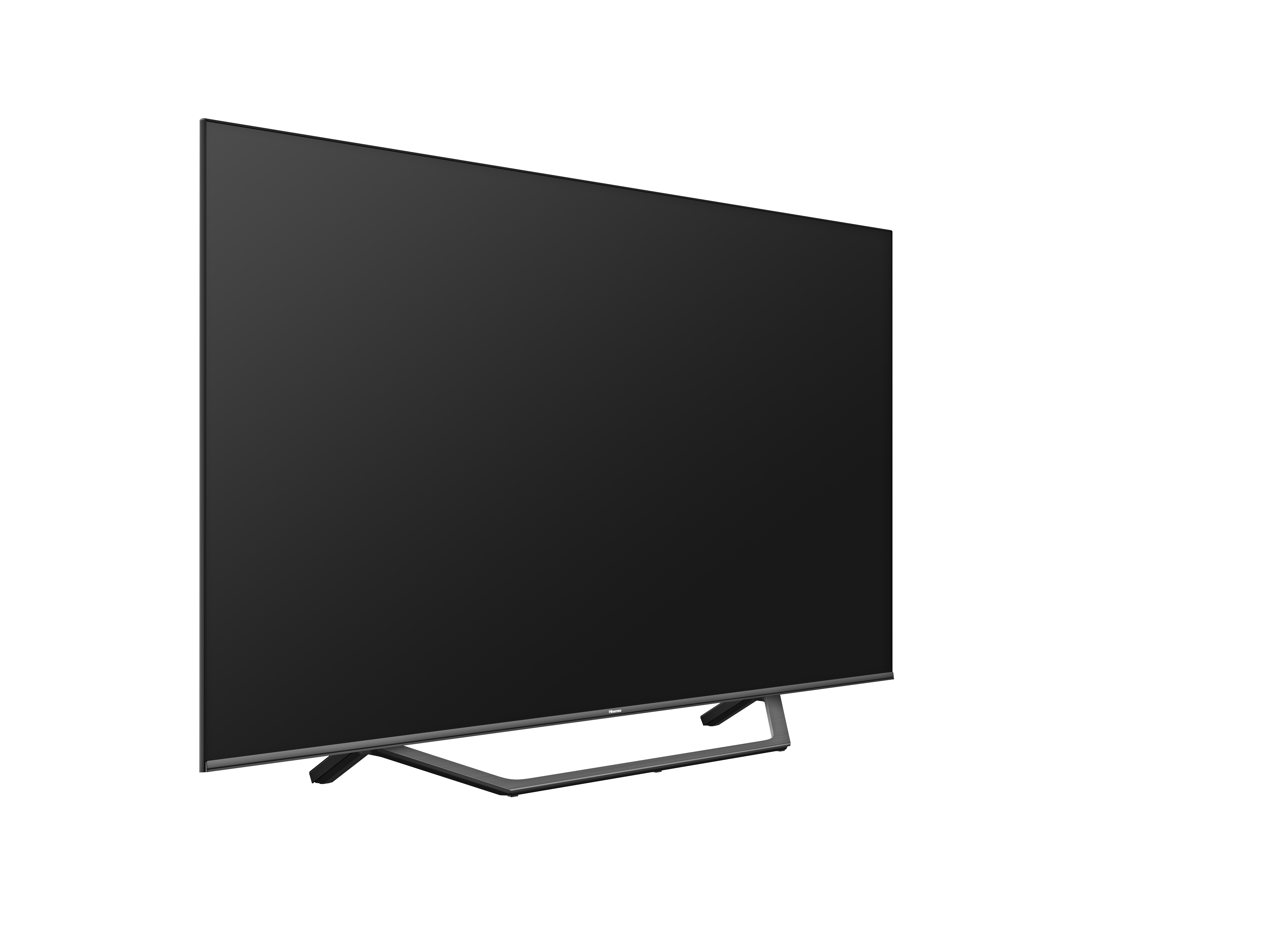 Un televisor negro sobre un soporte, con una pantalla oscura y la luz.