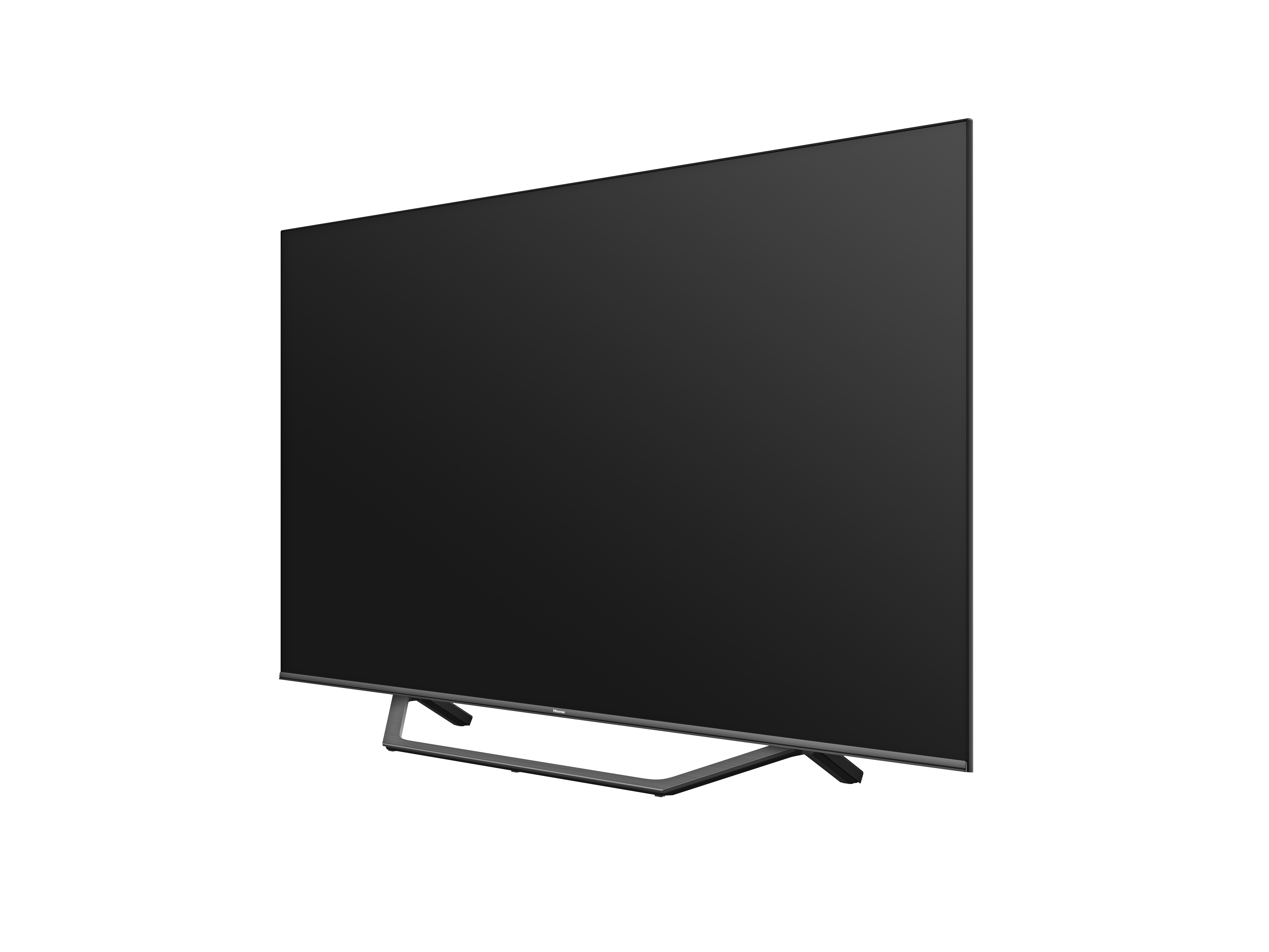 Televisor con pantalla negra, vista en ángulo.