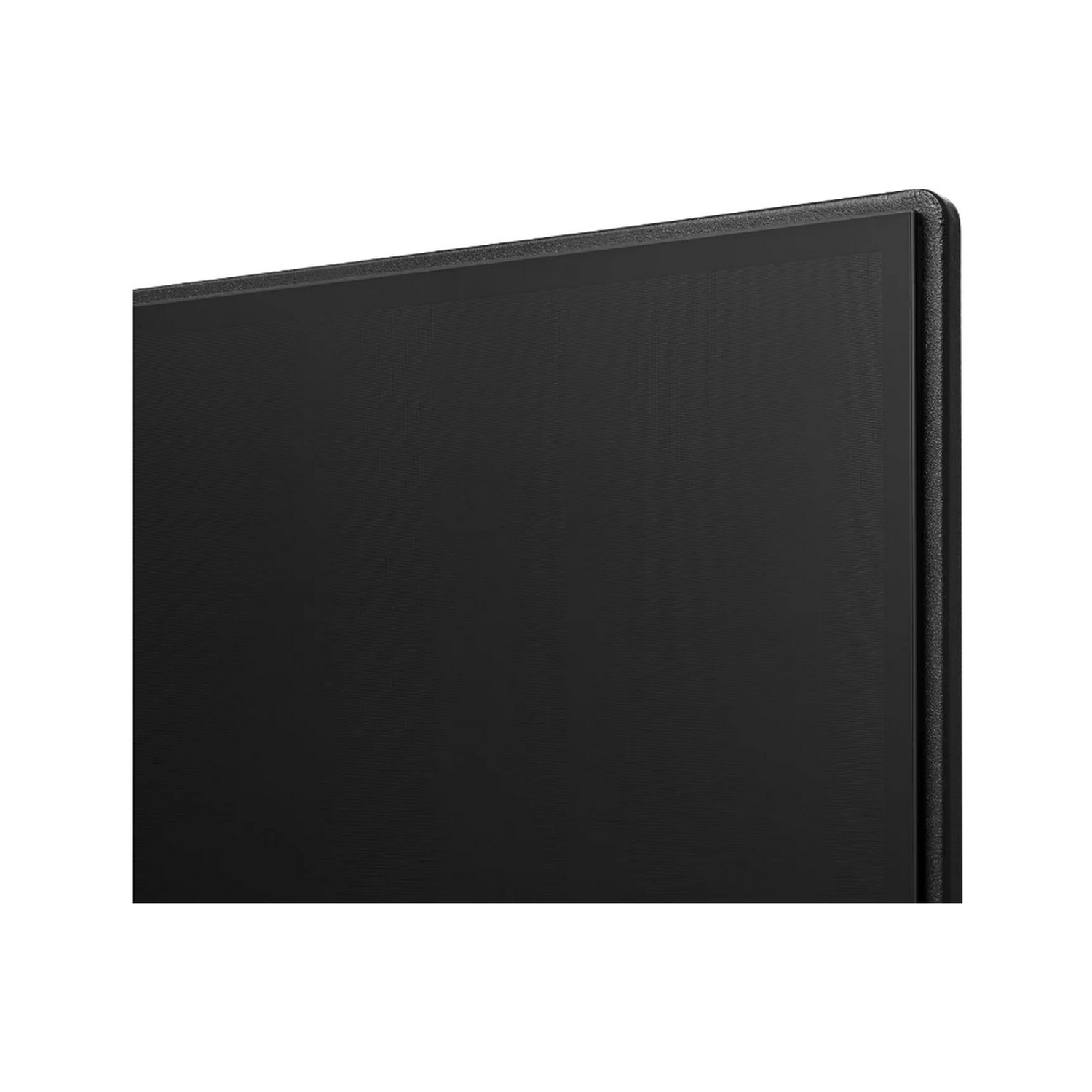 Primer plano del televisor negro. Pantalla negra con borde negro.
