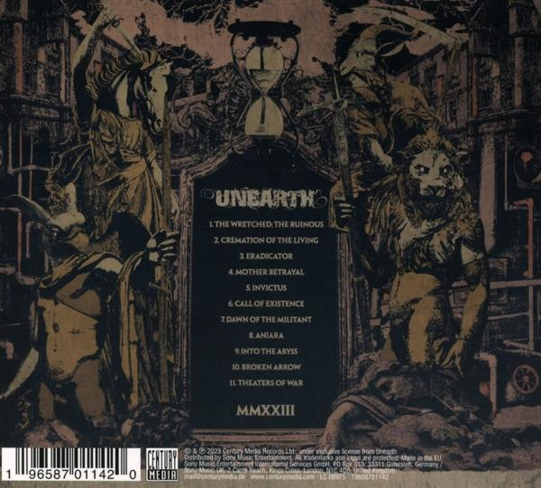 CD-Cover mit Text, zentralem Stundenglasbild und Details. Es befindet sich auf komplexem Hintergrund.