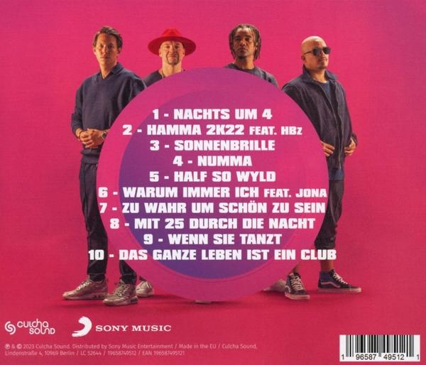 Rückseite einer CD mit Bandmitgliedern und Songtiteln.