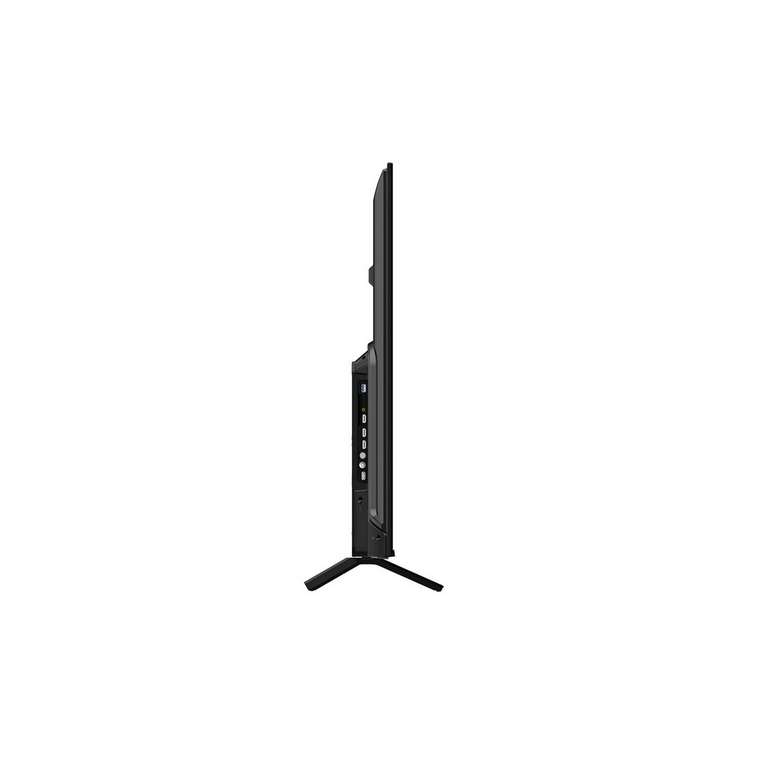 Perfil de TV negro. Tiene un soporte y varios botones laterales.