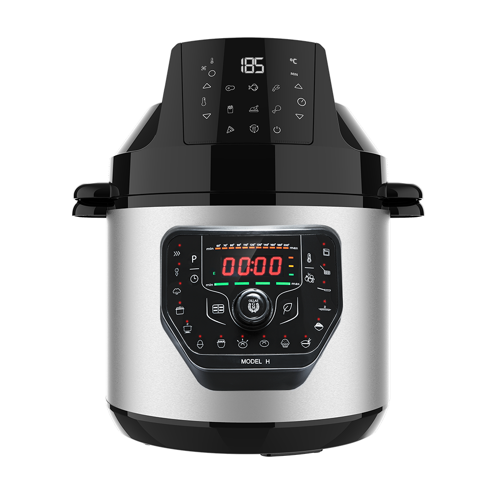 Robot de cocina - Cecotec GM H Fry, 1000 W, 6 L, 27 modos, 11 temperaturas, 5 presiones, Programable 24 horas, Incluye cabezal de aire caliente, Negro