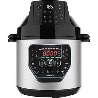 Olla express - Cecotec GM H Fry, 1000 W, 6 L, 27 modos, 11 temperaturas, 5 presiones, Programable 24 horas, Incluye cabezal de aire caliente, Negro