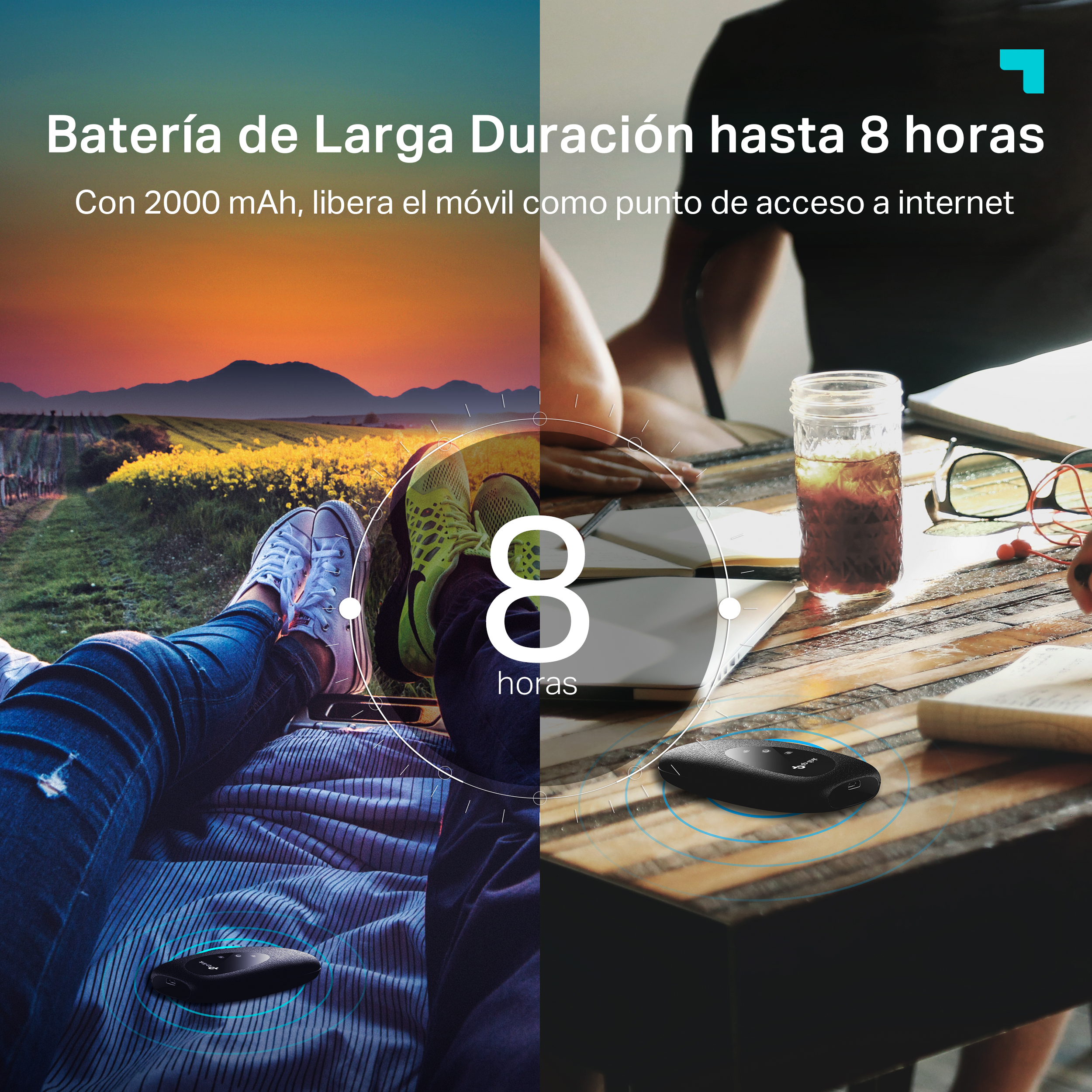 Una imagen dividida que muestra a una persona con las piernas en una cama y a otra persona en una mesa.