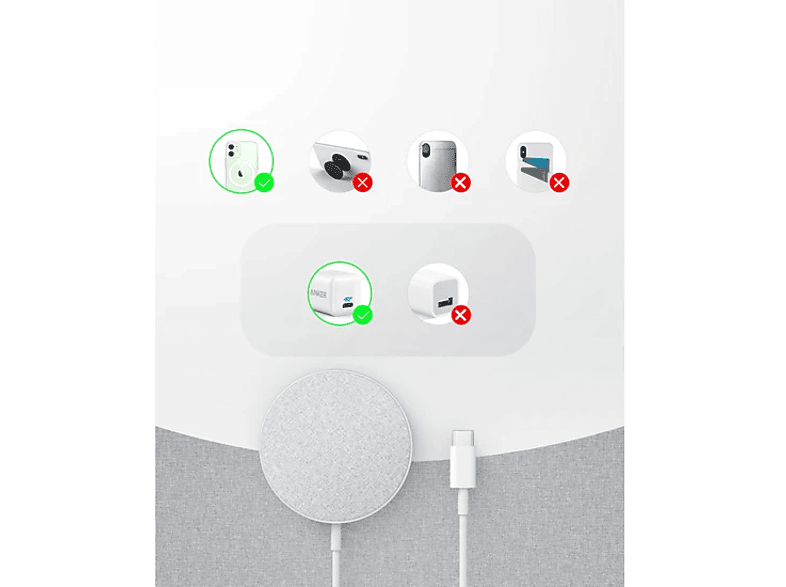ANKER PowerWave Select+ Magsafe Kablosuz Manyetik Şarj Cihazı Beyaz A2566_6