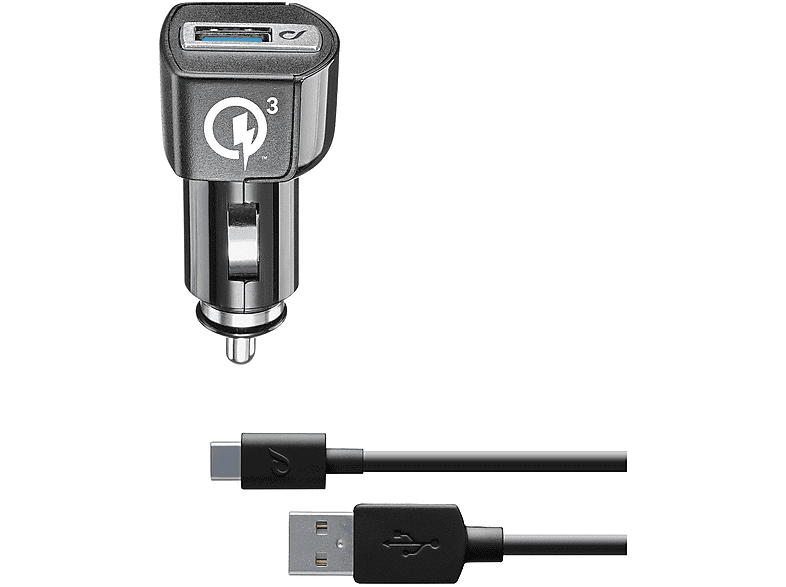 Caricabatteria Auto Cellularline USB Kit 18W - Usb-C da 18W, Nero