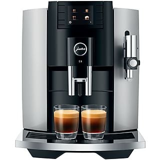 JURA E8 (EB) Kaffeevollautomat (Platin, Professional Aroma Grinder, 15 bar, externer Milchbehälter)