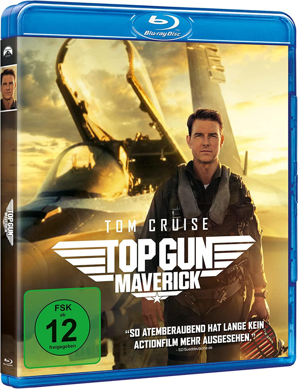 Blu-ray Disc Hülle für den Film 'Top Gun: Maverick', mit Tom Cruise auf dem Cover.