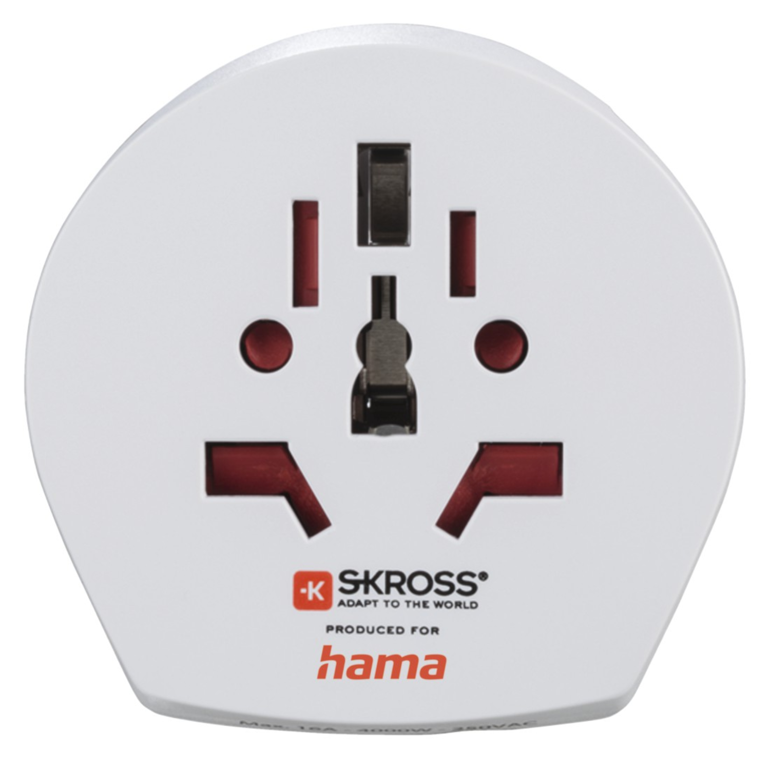 White travel adapter. It has multiple plug inputs.