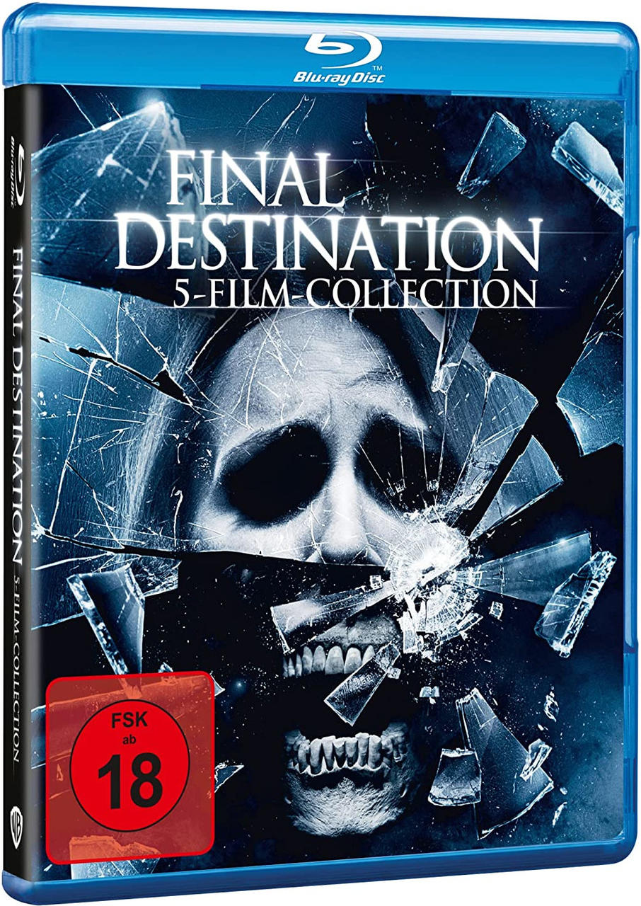 Blu-ray-Disc-Hülle mit dem Titel "FINAL DESTINATION" und einem Bild von zerbrochenem Glas.