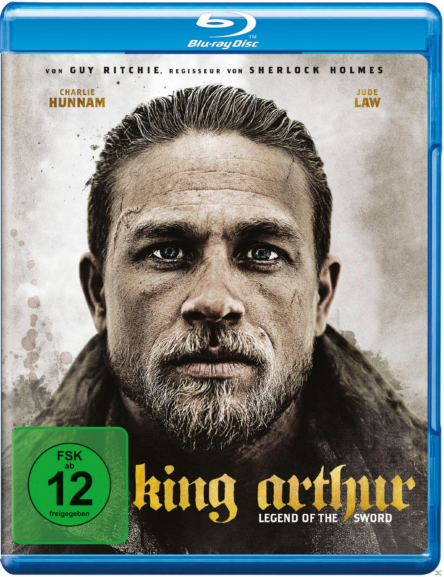 Blu-ray Disc von King Arthur: Legend of the Sword. Auf dem Cover ist ein Männergesicht.