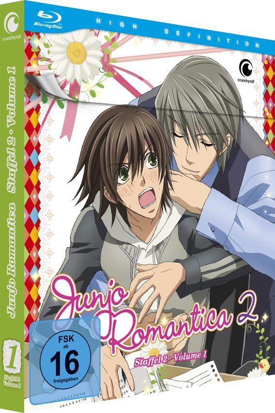Anime-DVD-Cover. Zwei männliche Charaktere sind nah beieinander, einer errötet.
