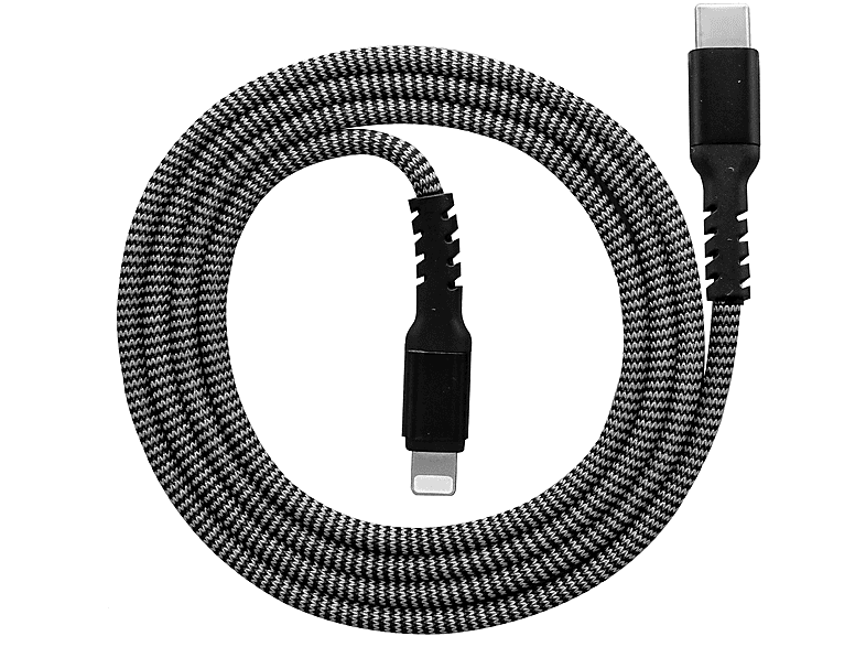Cavo Lightning ISY IUC-0018 di ricarica a USB-C, certificato MFi, per iPhone, 2 metri, telato, grigio