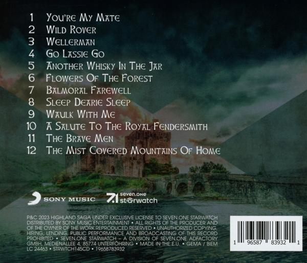 CD-Cover mit Songtiteln und einem Burgbild. Der Hintergrund ist eine Landschaft mit Bergen.