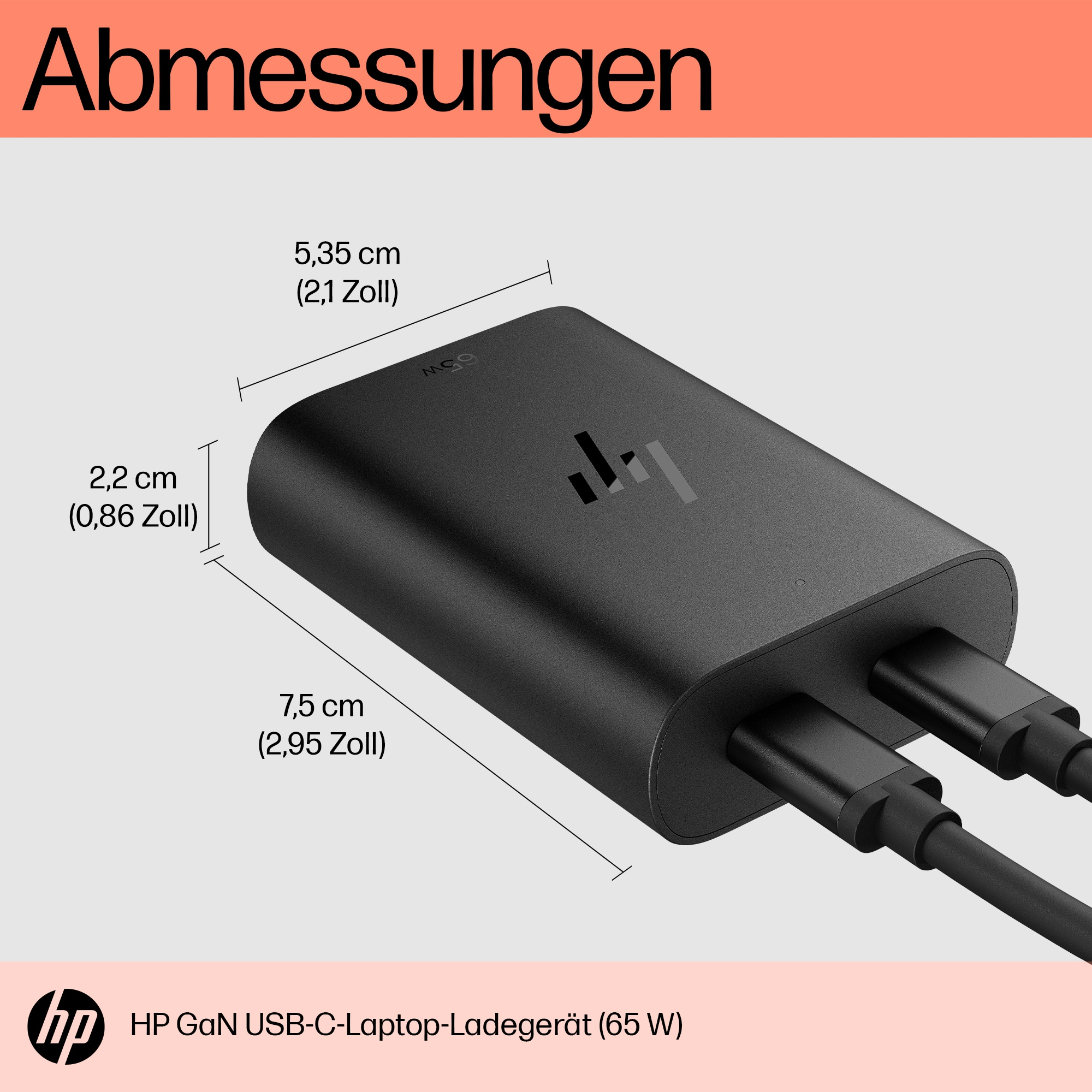 USB-C Volt, W Notebook-Netzteil GaN HP 65 Universal, 5-20 Schwarz