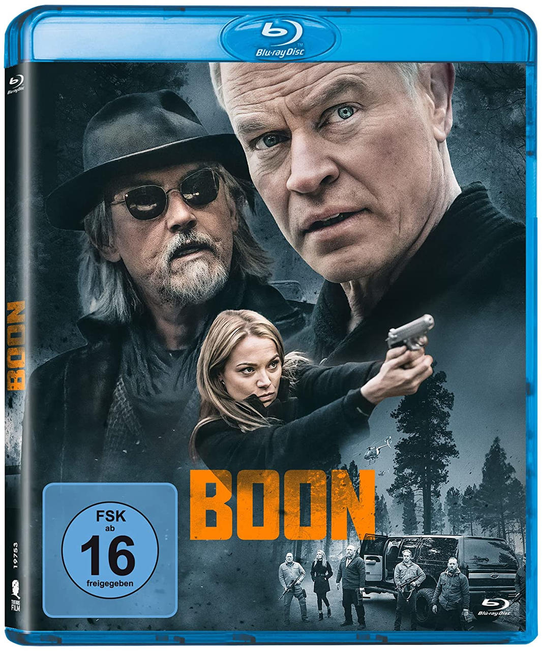 Blu-ray-Box-Art mit drei Personen, dem Wort BOON und der Bewertung FSK 16.