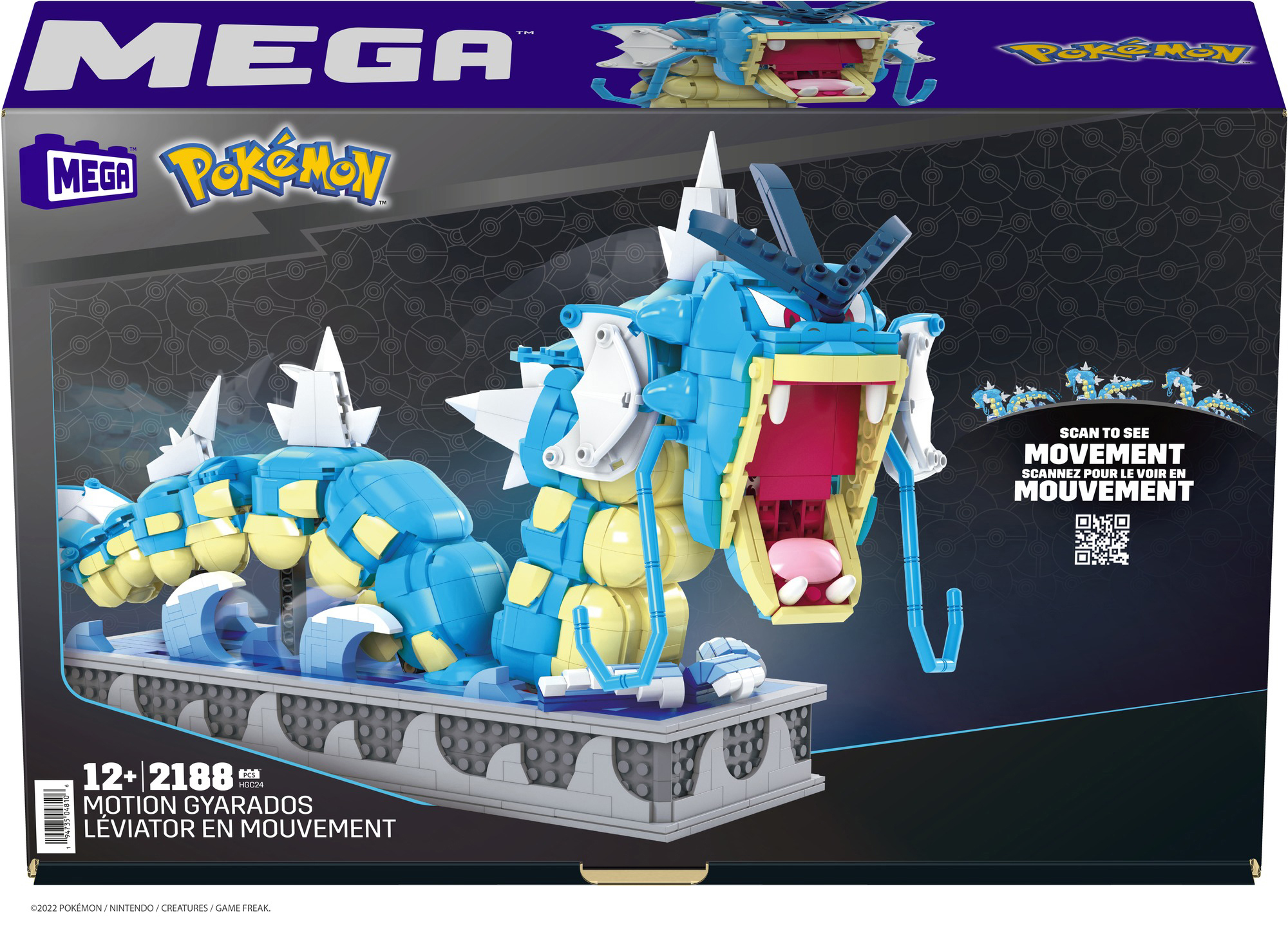 MEGA bewegliches Garados Blau MEGA Bauset Pokémon Spielset, CONSTRUX Motion