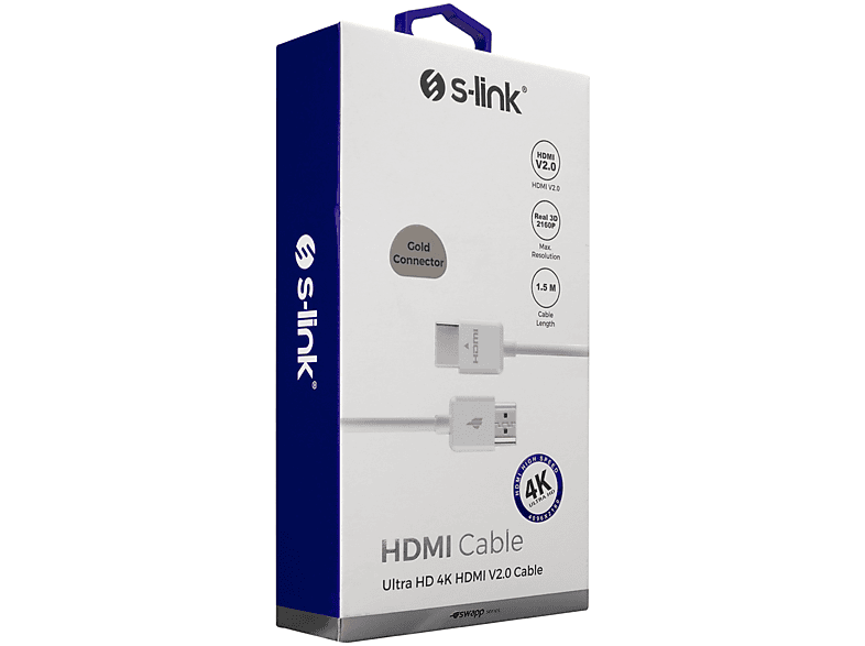 S-LINK Swapp SW-HD1 1.5m 2.0 Ver Real 3D 2160P 4K Ultra DH HDMI to HDMI Kablo Beyaz_3