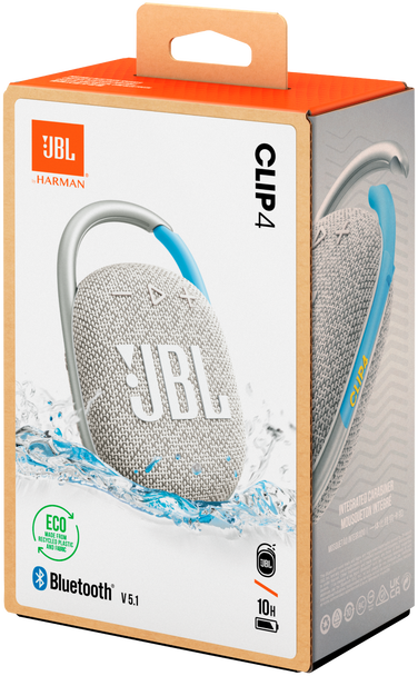 JBL CLIP 4 ECO hordozható bluetooth hangszóró, fehér