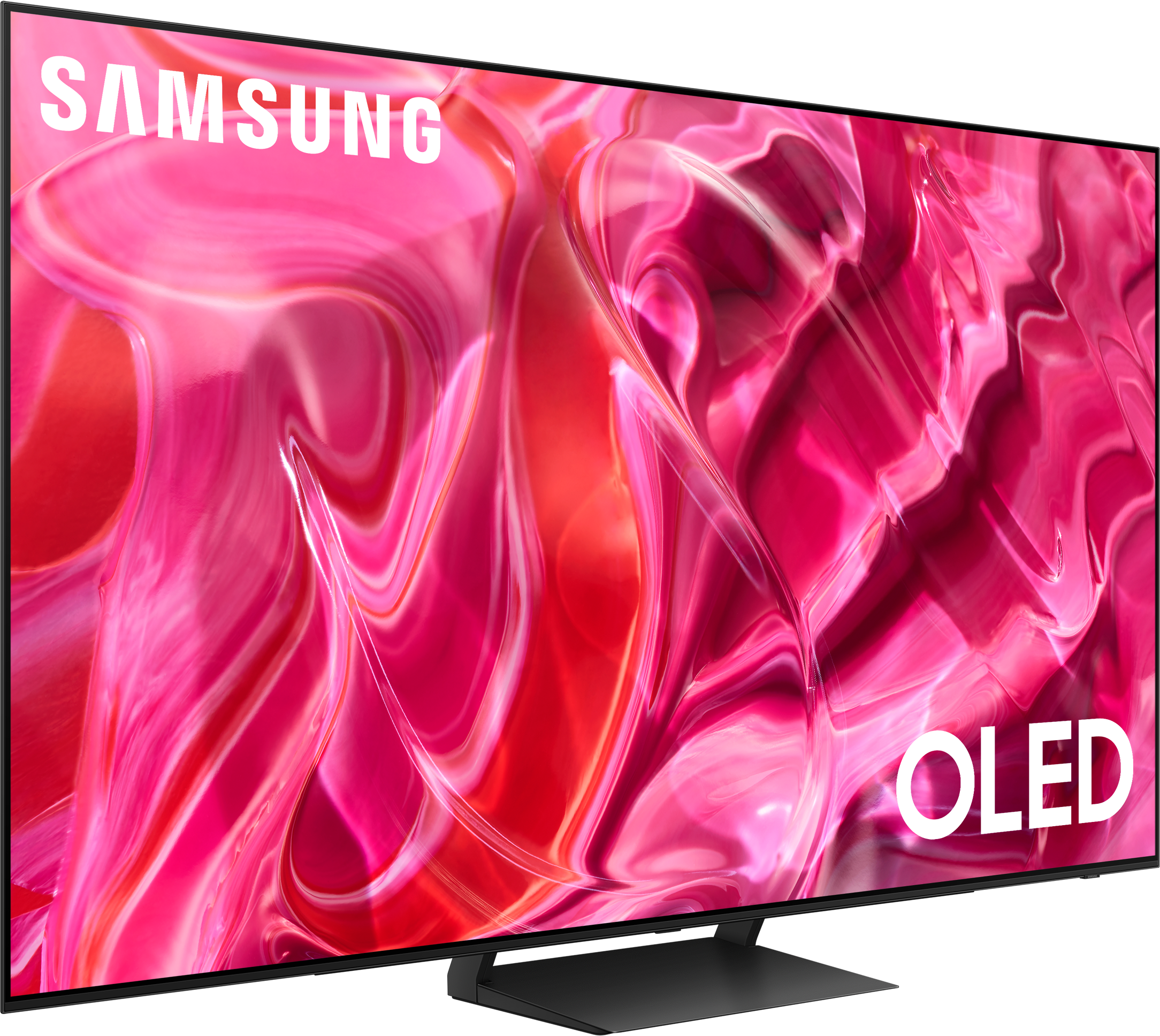 Un téléviseur Samsung OLED avec un design abstrait vibrant sur l'écran.