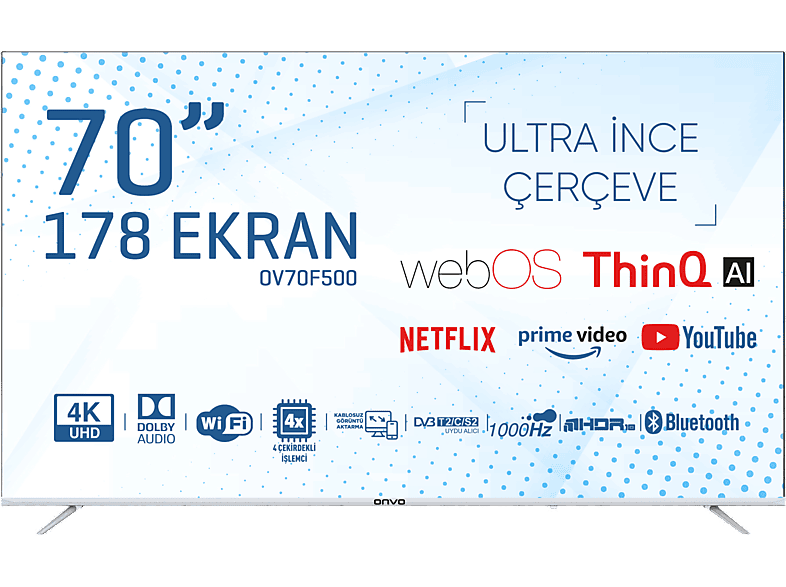 ONVO OV70F500 4K Ultra HD 70 inç 178 Ekran Uydu Alıcılı webOS Smart LED TV_0