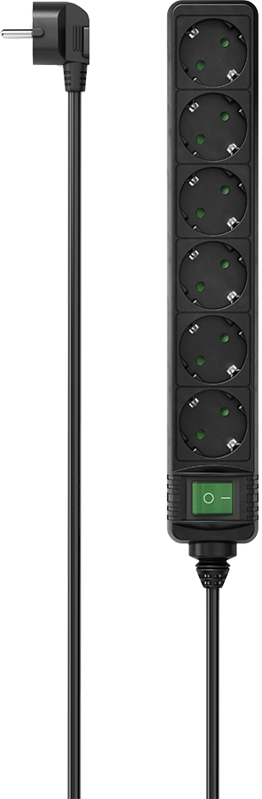 HAMA 223011 Stekkerdoos 6-voudig schakelaar 3m Zwart