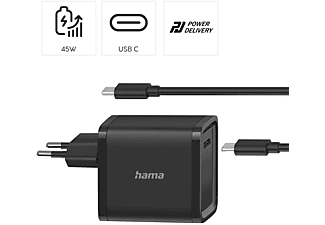 Cargador - Hama 200005, Fuente alimentación + Cable USB-C, 2 m,  Negro