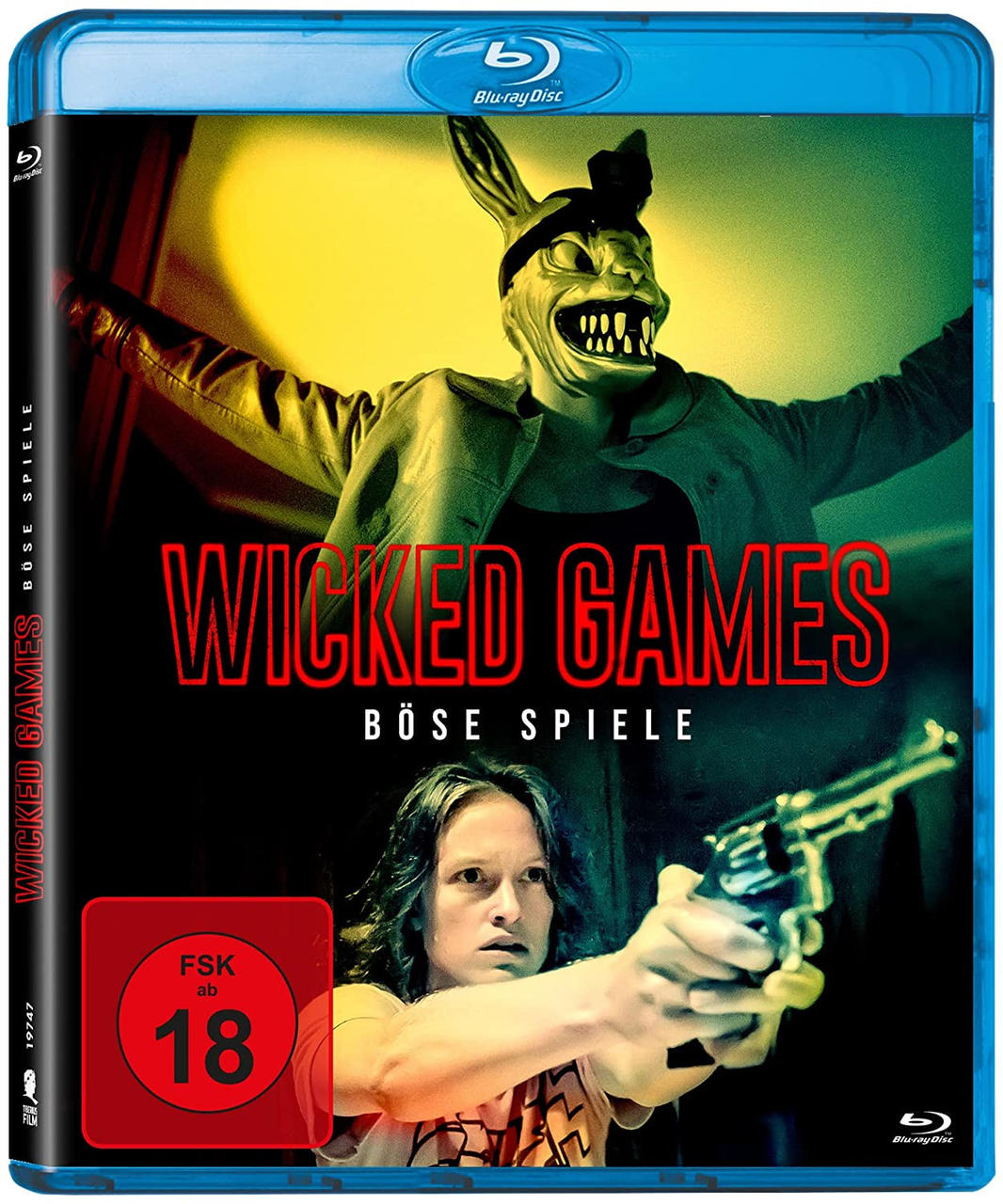 DVD-Hülle des Films 'Wicked Games'. Ein Mann mit Hasenmaske hält eine Pistole.