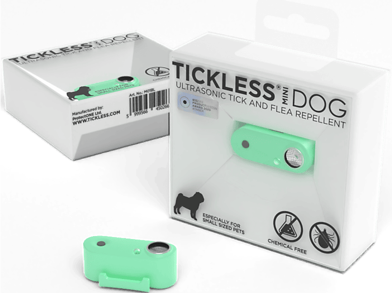 TICKLESS Mini Dog újratölthető, ultrahangos kullancs- és bolhariasztó készülék kutyáknak, menta zöld (DOG23MG)