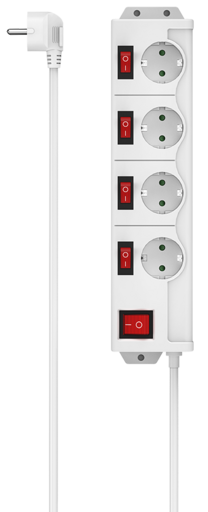 Hama 4-Way Extension Lead with Switch 1.4m White