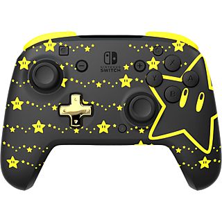 PDP Rematch Wireless - Nintendo SM Super Stars: Glow in the Dark - Controller (Schwarz/Gelb/Gold)