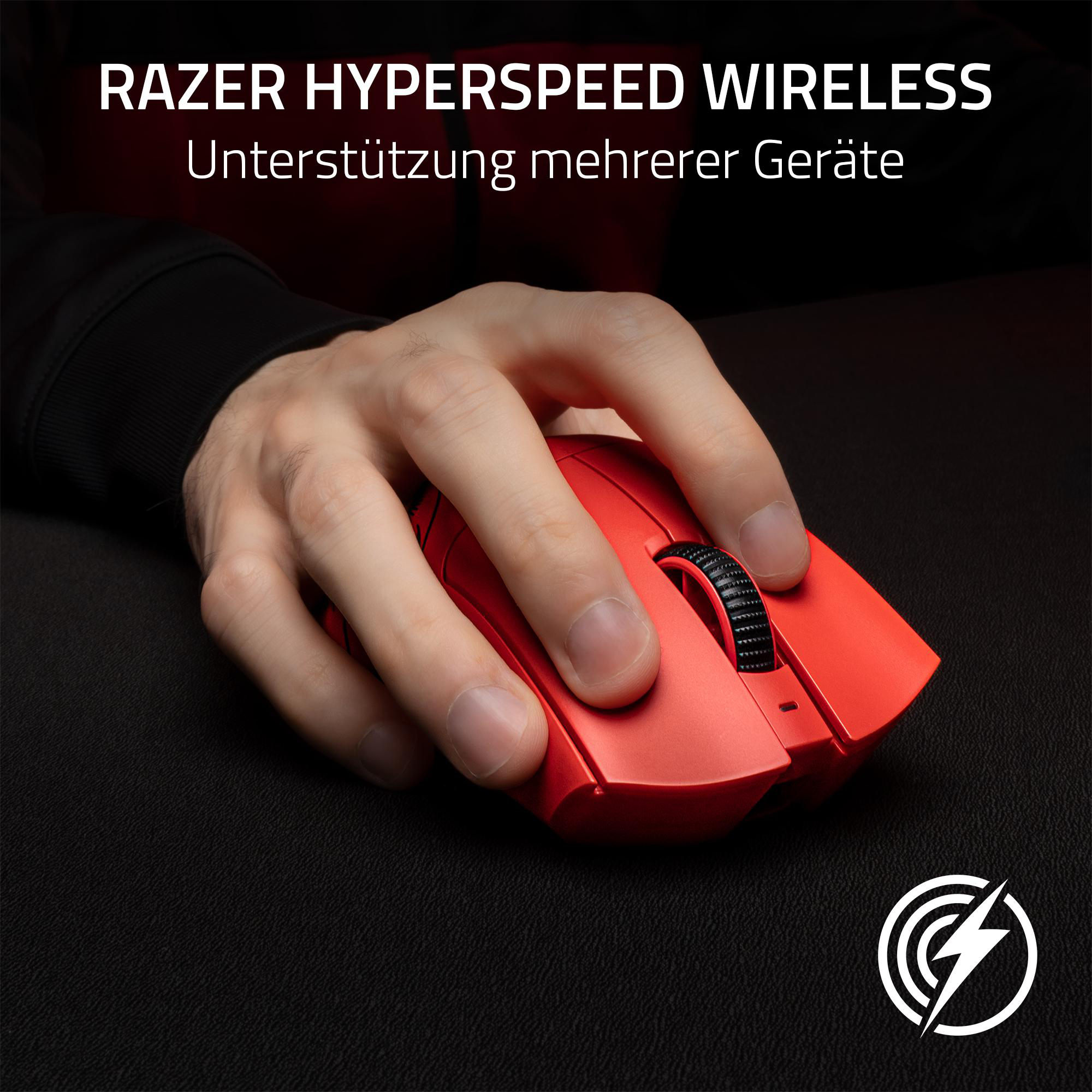 RAZER DeathAdder V3 Pro Faker Edition Gamingmaus, Rot, Schwarzer Print