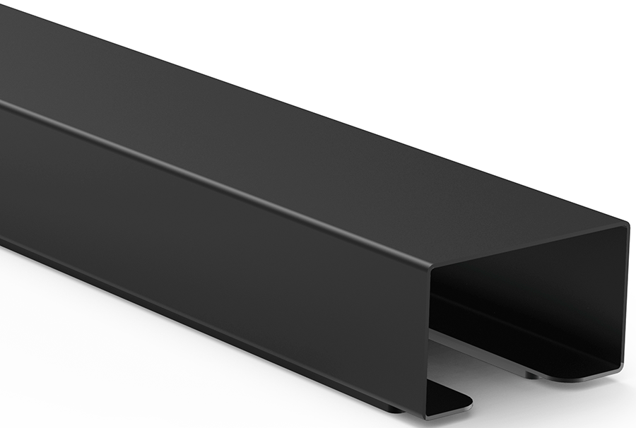 Black metal bar with a U-shaped design.