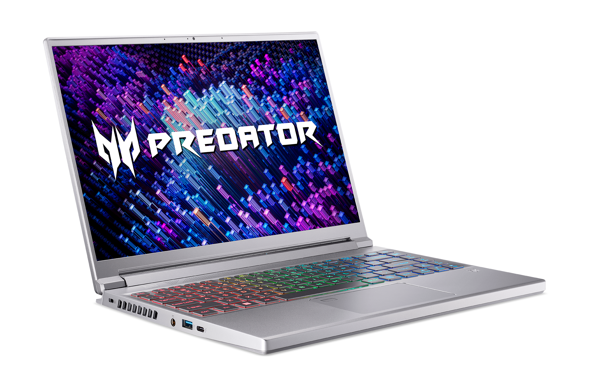 Un portátil plateado con la palabra PREDATOR en la pantalla.