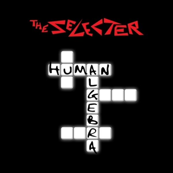 Pochette de l'album The Selecter avec mots croisés. Texte rouge sur fond noir. Lettres blanches dans le puzzle.