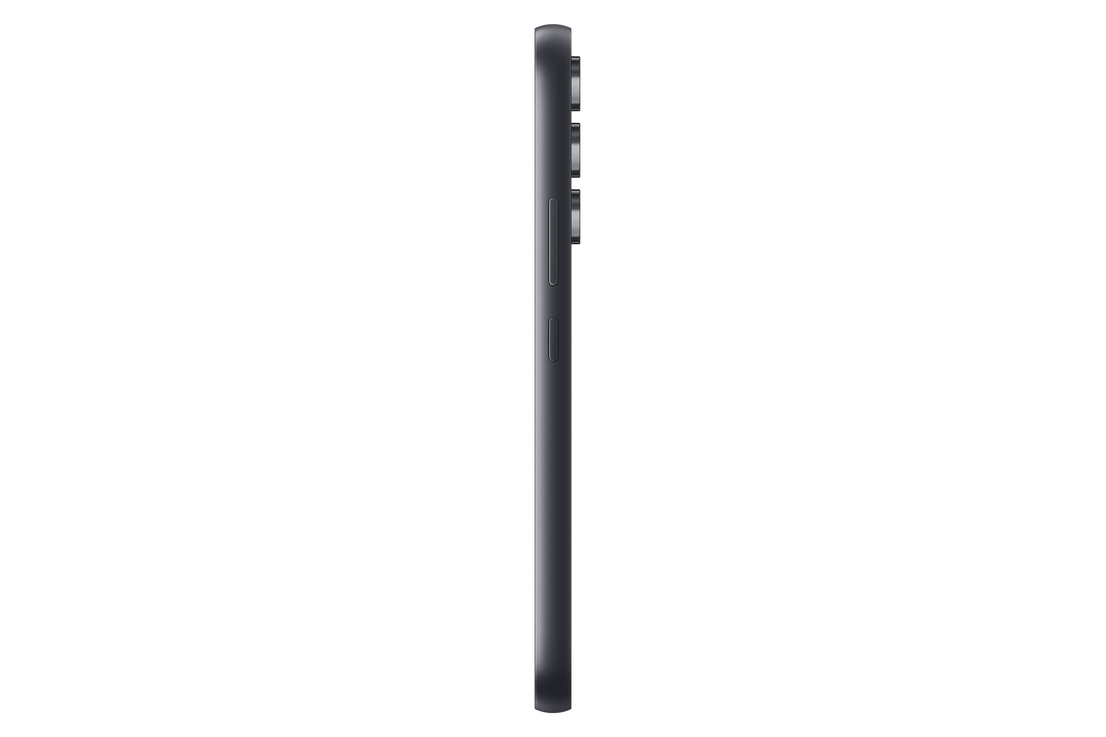 Schwarzes Smartphone-Seitenansicht mit Tasten.