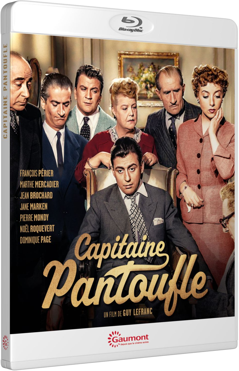 Blu-ray-cover van de film 'Capitaine Pantoufle' met een groep acteurs en de filmtitel.