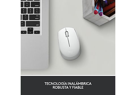 Ratón inalámbrico - Logitech M171, 1000 ppp, Ambidiestro, USB, Windows-Mac, 12 meses de pila, Blanco