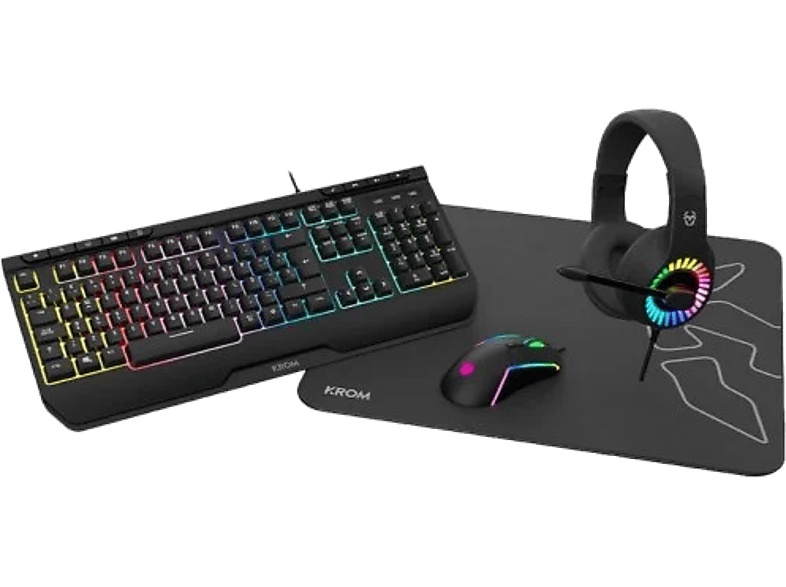 Pack gaming | Krom Kenya Combo 4 en 1, Auriculares + Ratón +
