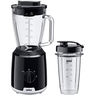 Batidora de vaso - Braun PowerBlend 1 JB1051BK, 600 W, 2 velocidades, 1 botella portátil, Negro